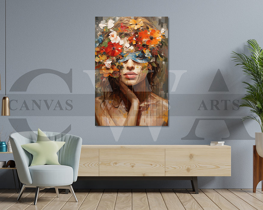 Woman With Butterfly Painting Canvas Prints