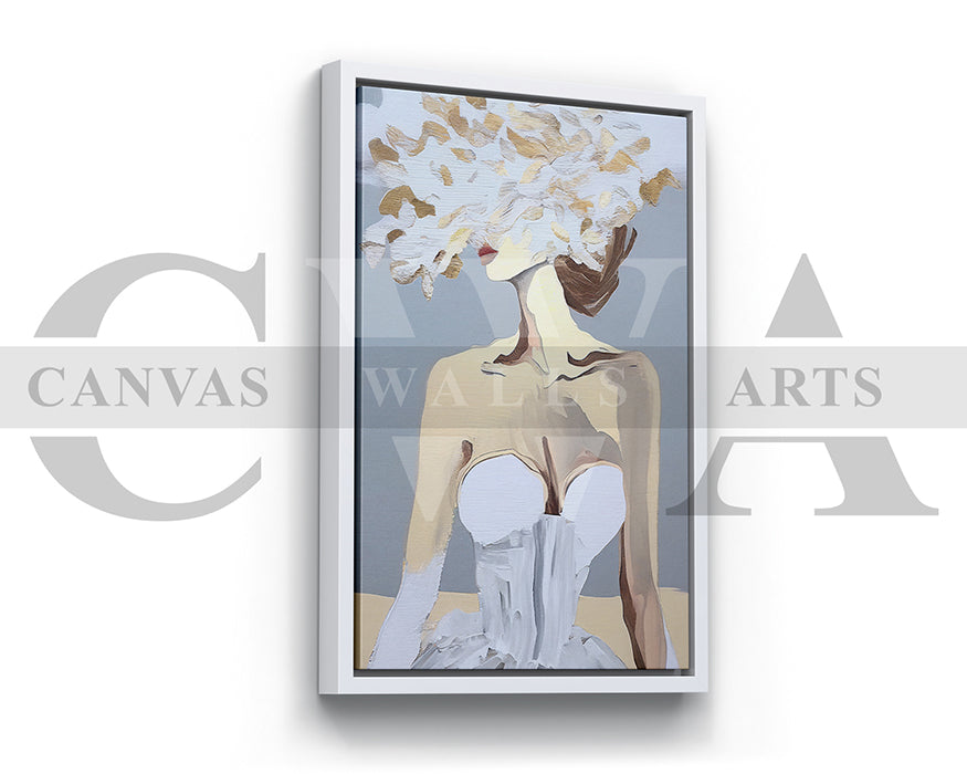 Woman With Floral Painting Canvas Wall Art