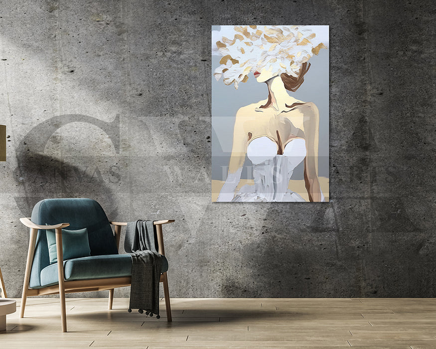 Woman With Floral Painting Canvas Wall Art