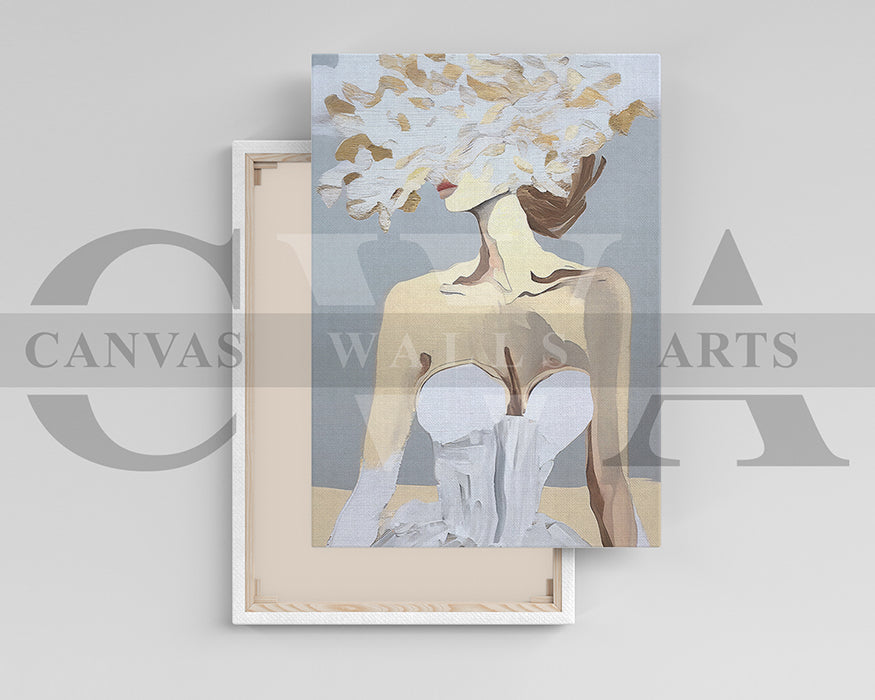 Woman With Floral Painting Canvas Wall Art