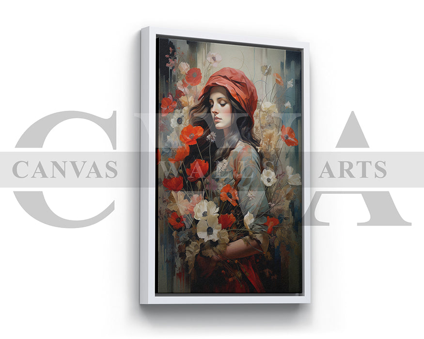 Woman With Flowers Painting Canvas Print