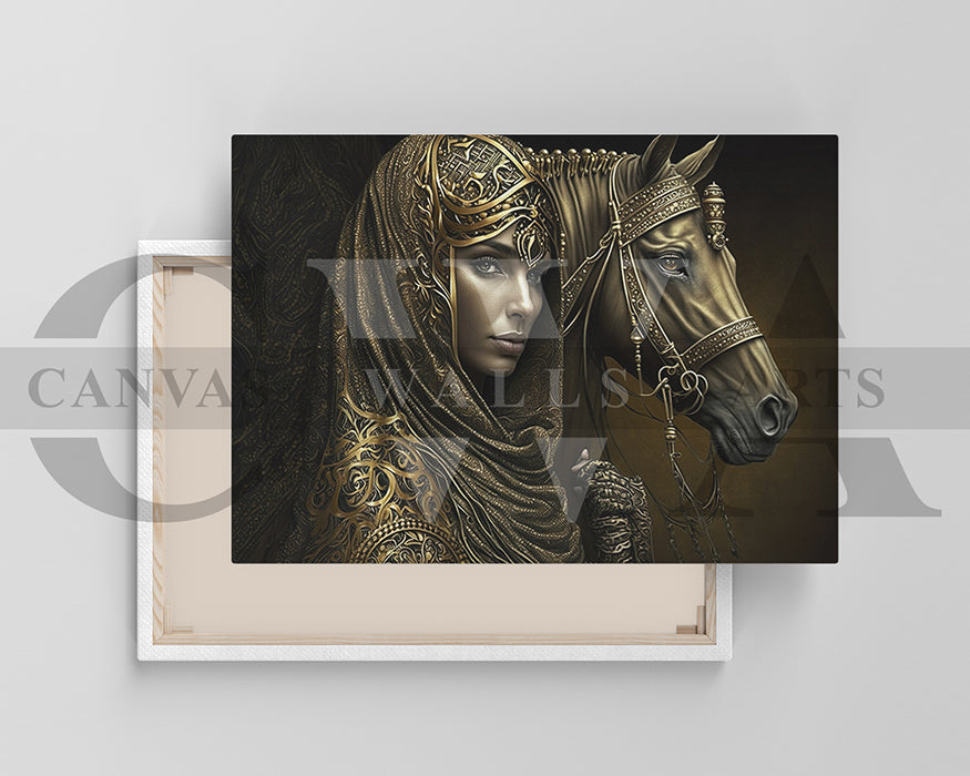 Woman With Horse Canvas Wall Art