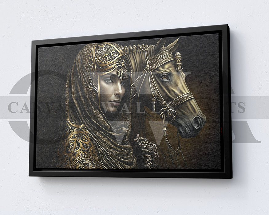 Woman With Horse Canvas Wall Art