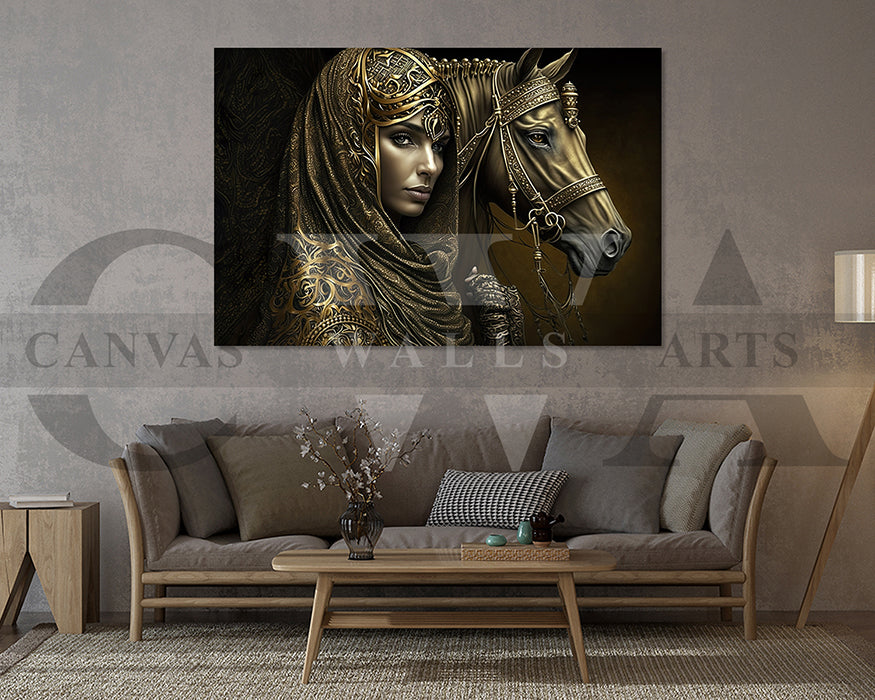 Woman With Horse Canvas Wall Art