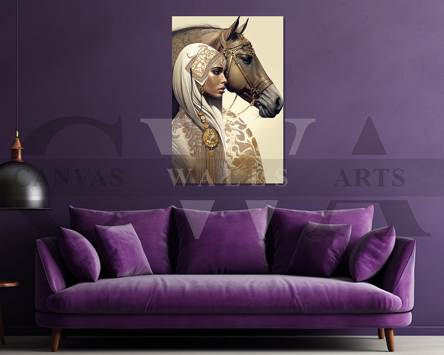Woman and Horse Canvas Wall Art