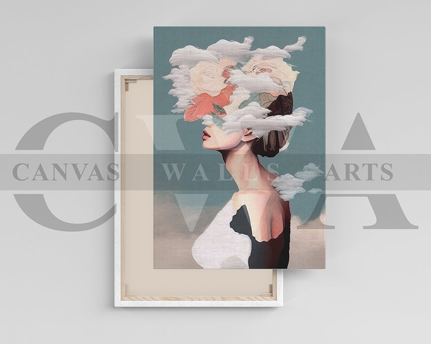 Woman with Floral Headpiece Canvas Wall Art