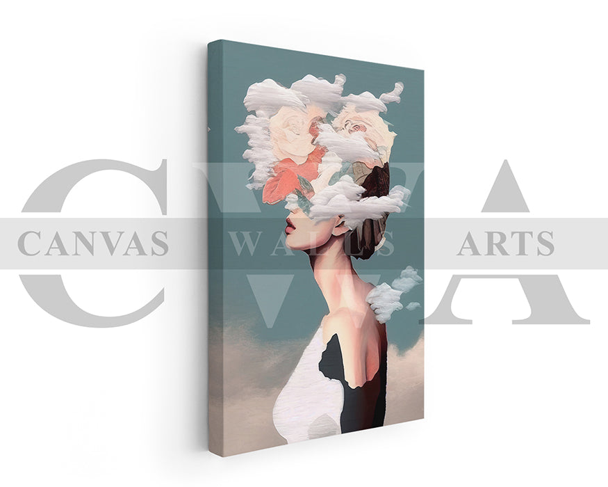Woman with Floral Headpiece Canvas Wall Art