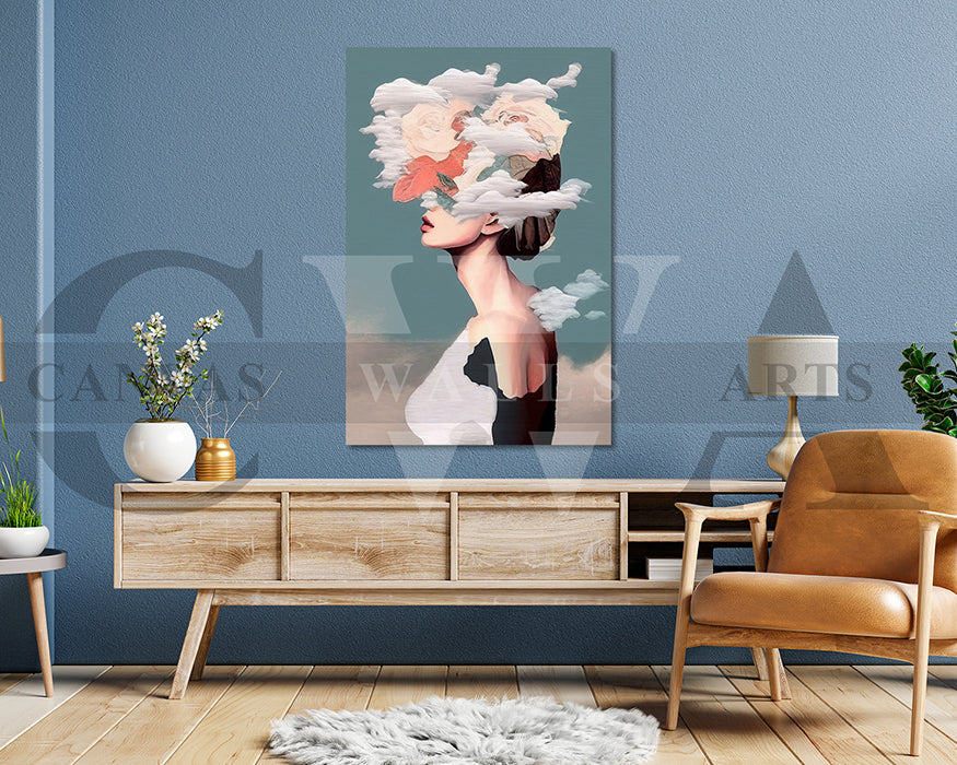 Woman with Floral Headpiece Canvas Wall Art