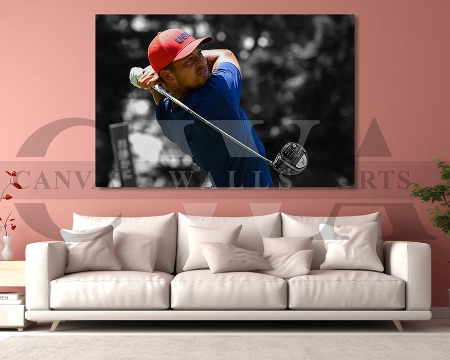 Xander Schauffele Black & White Canvas Art Golf Canvas Wall Art