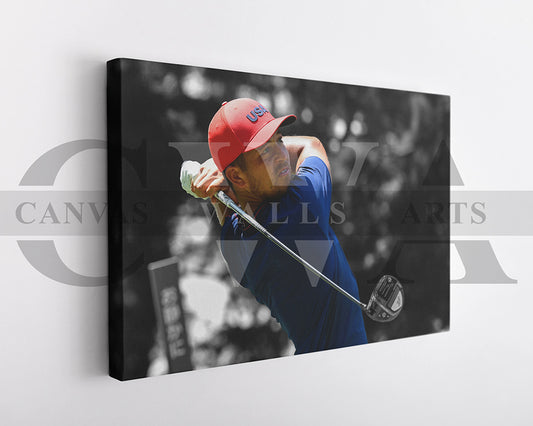 Xander Schauffele Black & White Canvas Art Golf Canvas Wall Art