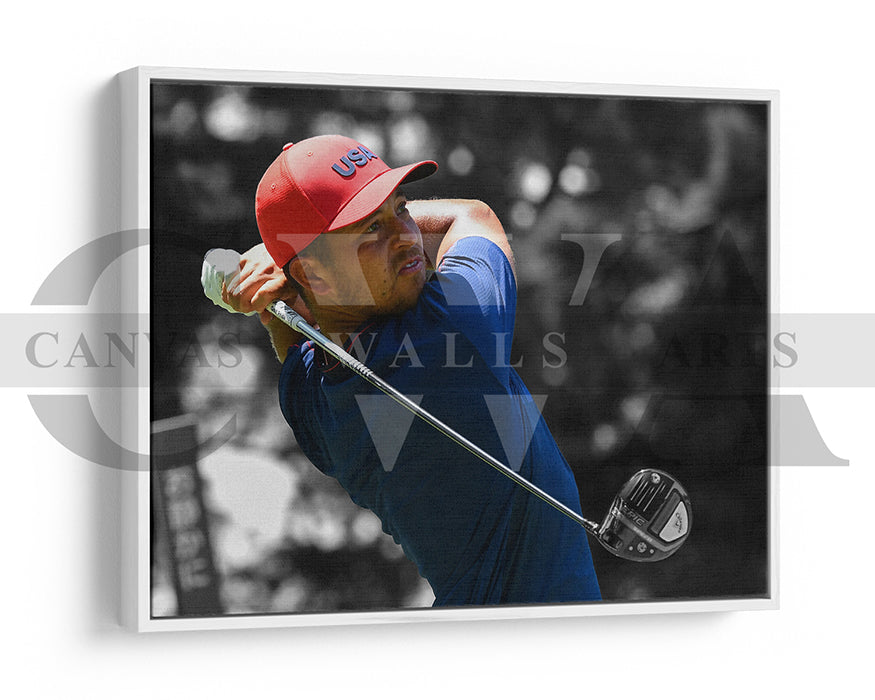 Xander Schauffele Black & White Canvas Art Golf Canvas Wall Art