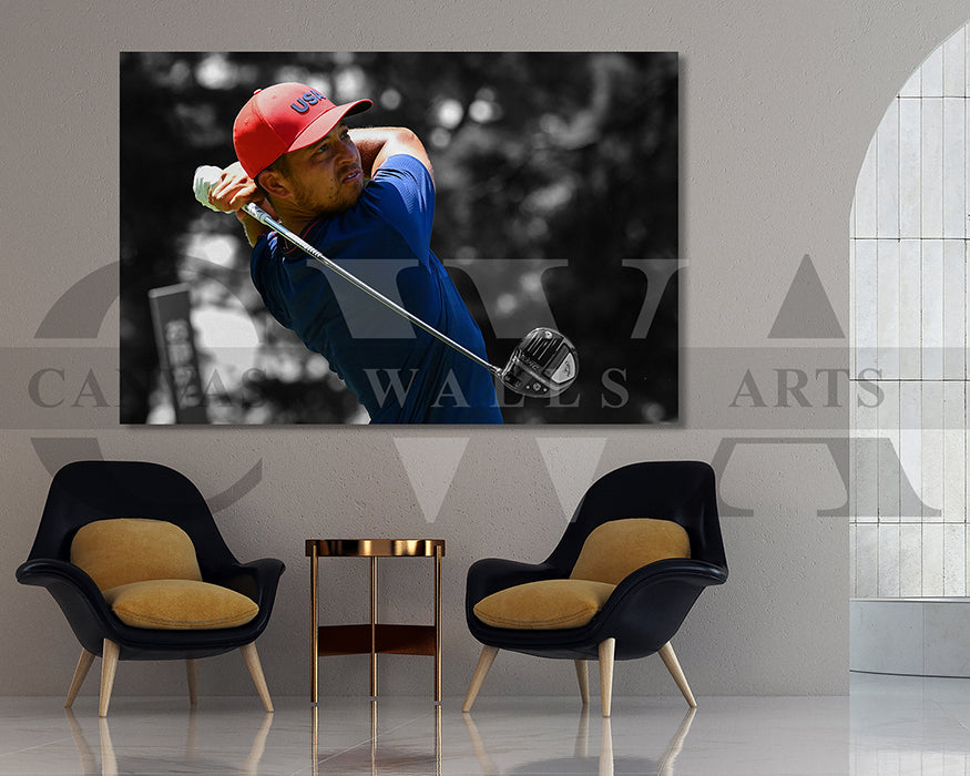 Xander Schauffele Black & White Canvas Art Golf Canvas Wall Art