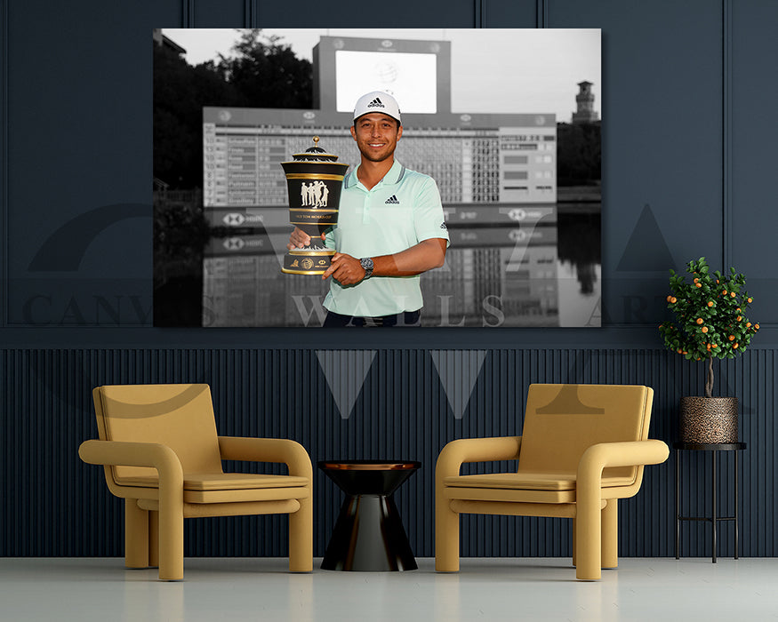 Xander Schauffele Black & White Canvas Art Golf Canvas Wall Art