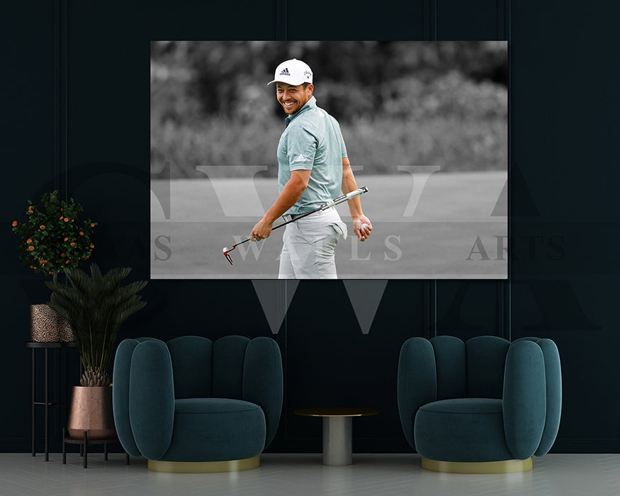 Xander Schauffele Black & White Canvas Art Golf Canvas Wall Art