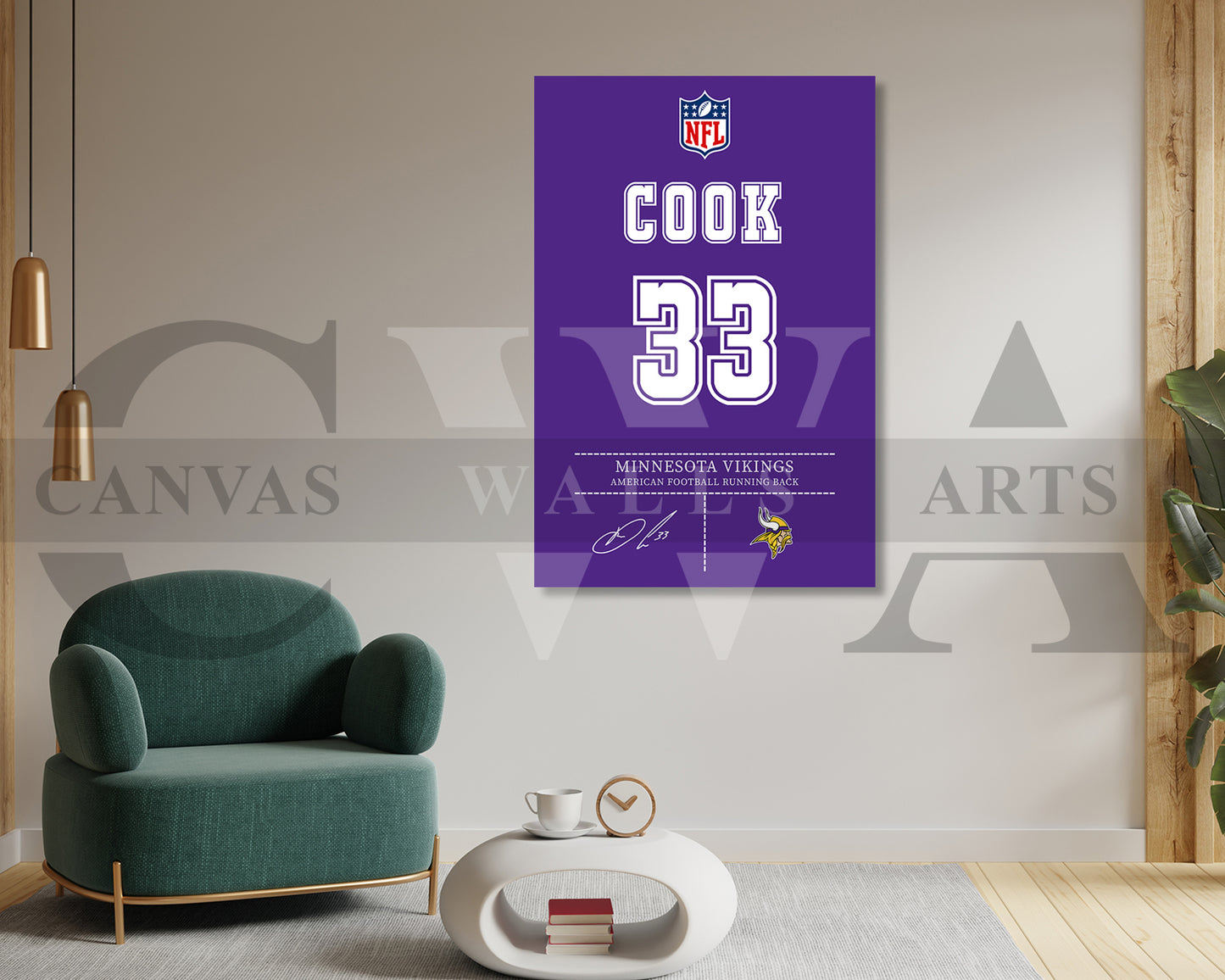 Dalvin Cook Canvas Wall Art - NFL Jersey Poster | Ready to Hang Sports Canvas Print