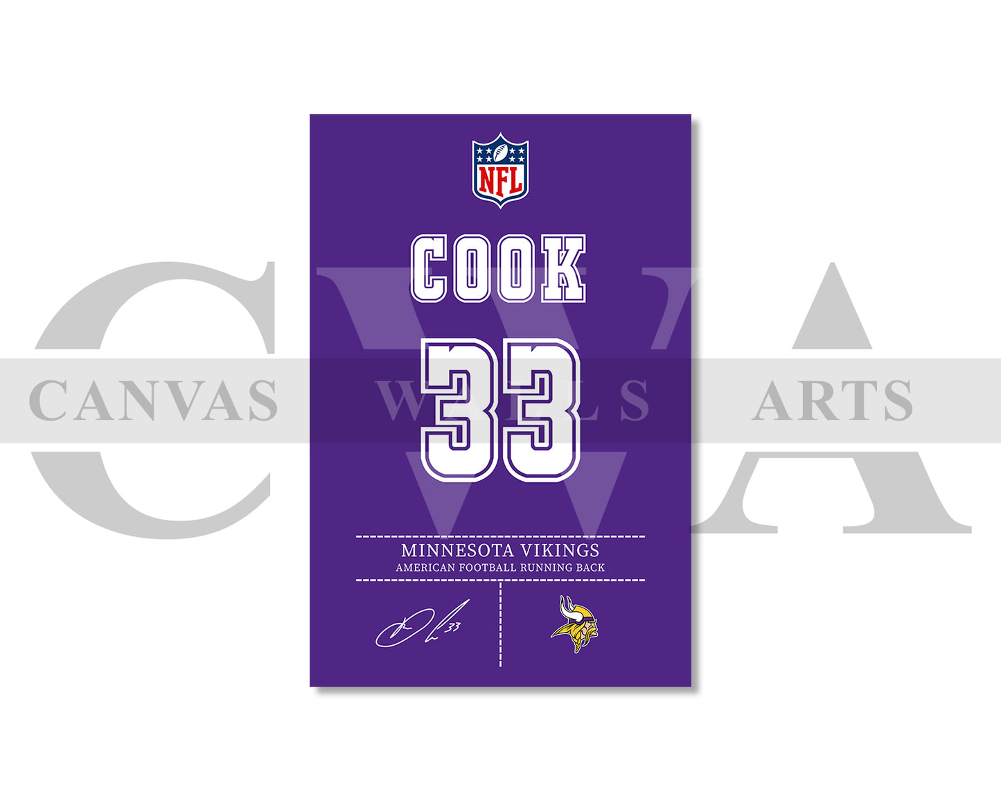 Dalvin Cook Canvas Wall Art - NFL Jersey Poster | Ready to Hang Sports Canvas Print