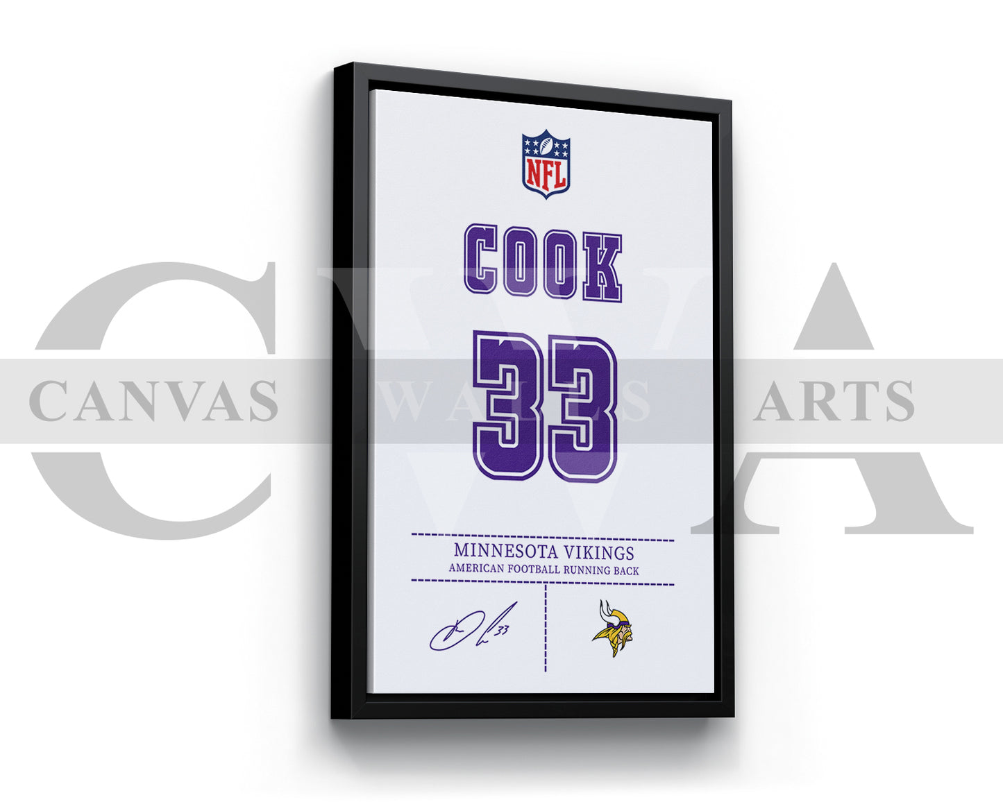 Dalvin Cook Canvas Wall Art - NFL Jersey Poster | Ready to Hang Sports Canvas Print