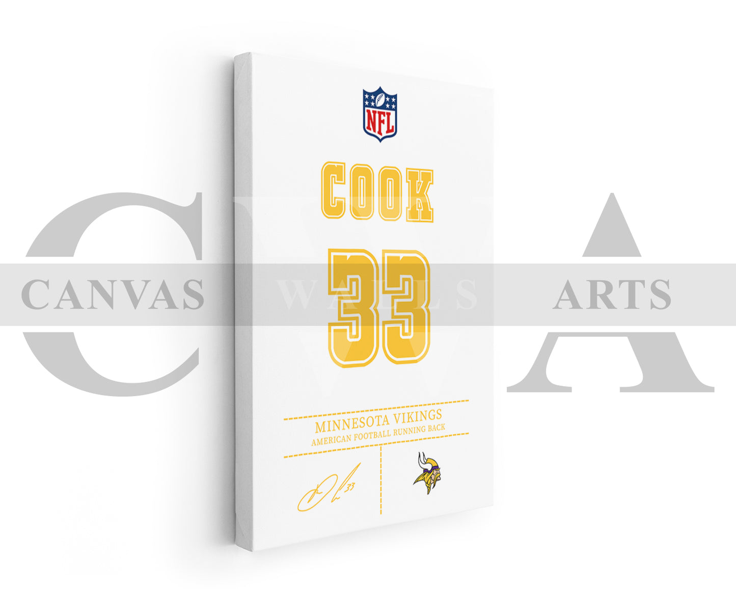 Dalvin Cook Canvas Wall Art - NFL Jersey Poster | Sports Canvas Print Canvas Frame Ready to Hang