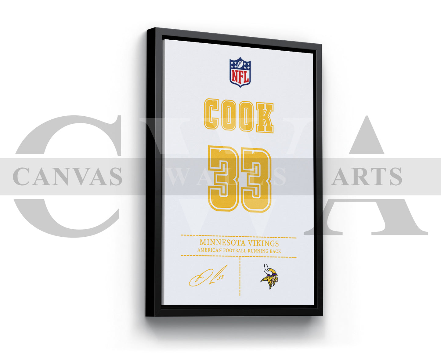Dalvin Cook Canvas Wall Art - NFL Jersey Poster | Sports Canvas Print Canvas Frame Ready to Hang
