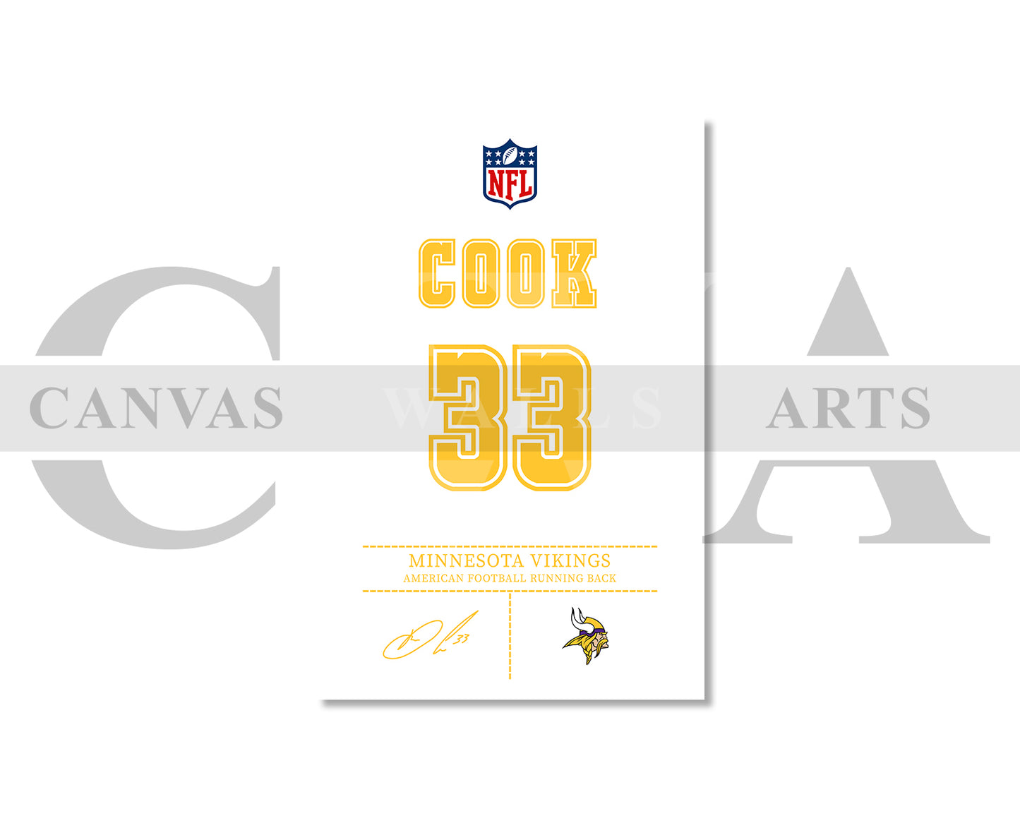 Dalvin Cook Canvas Wall Art - NFL Jersey Poster | Sports Canvas Print Canvas Frame Ready to Hang