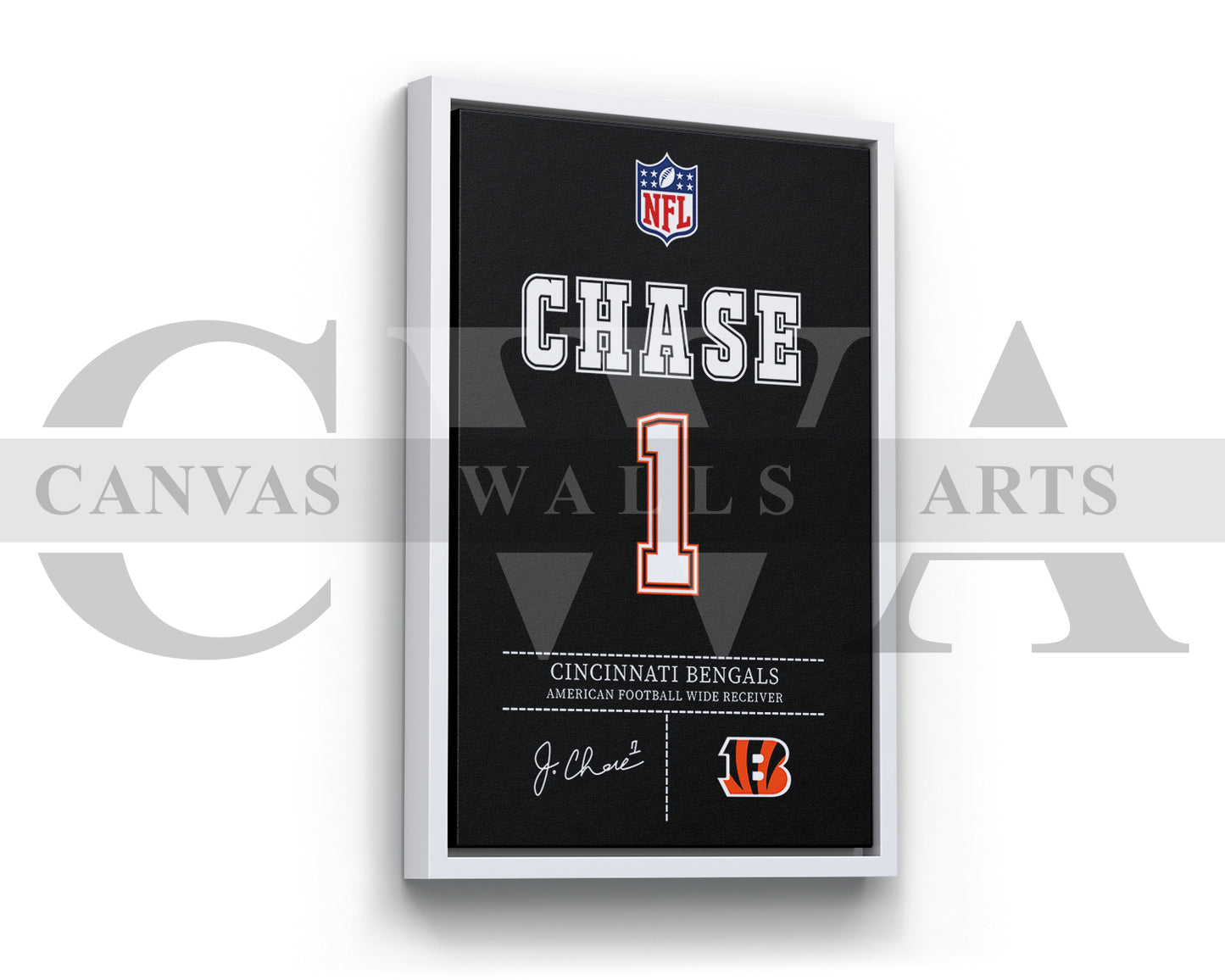 Ja'Marr Chase Canvas Wall Art NFL Jersey Poster American Football Sports Canvas Print