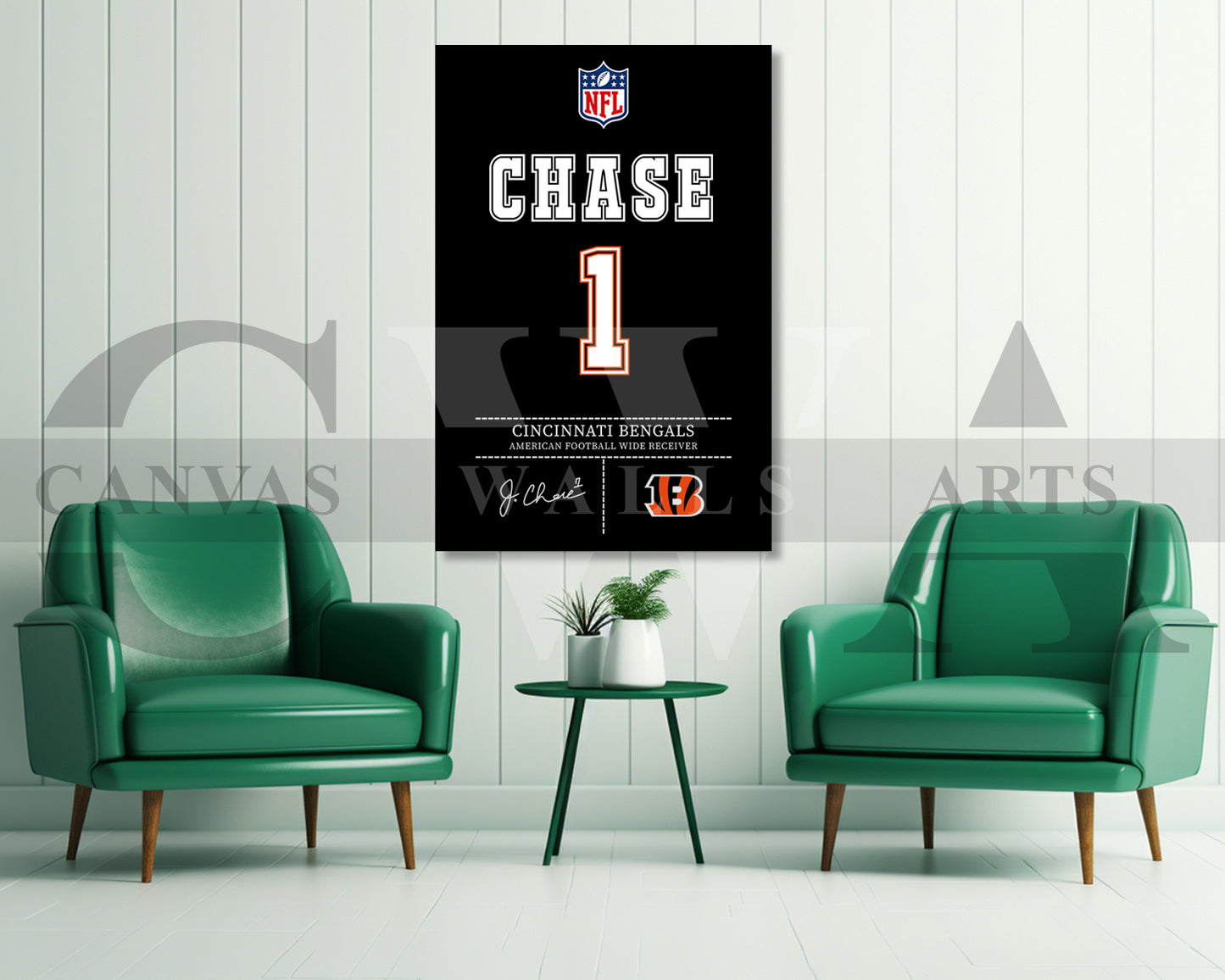 Ja'Marr Chase Canvas Wall Art NFL Jersey Poster American Football Sports Canvas Print
