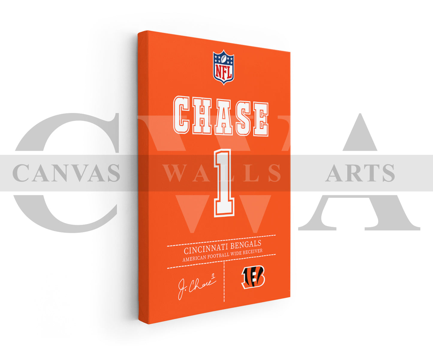 Ja'Marr Chase Canvas Wall Art NFL Jersey Poster Canvas Frame Ready To Hang