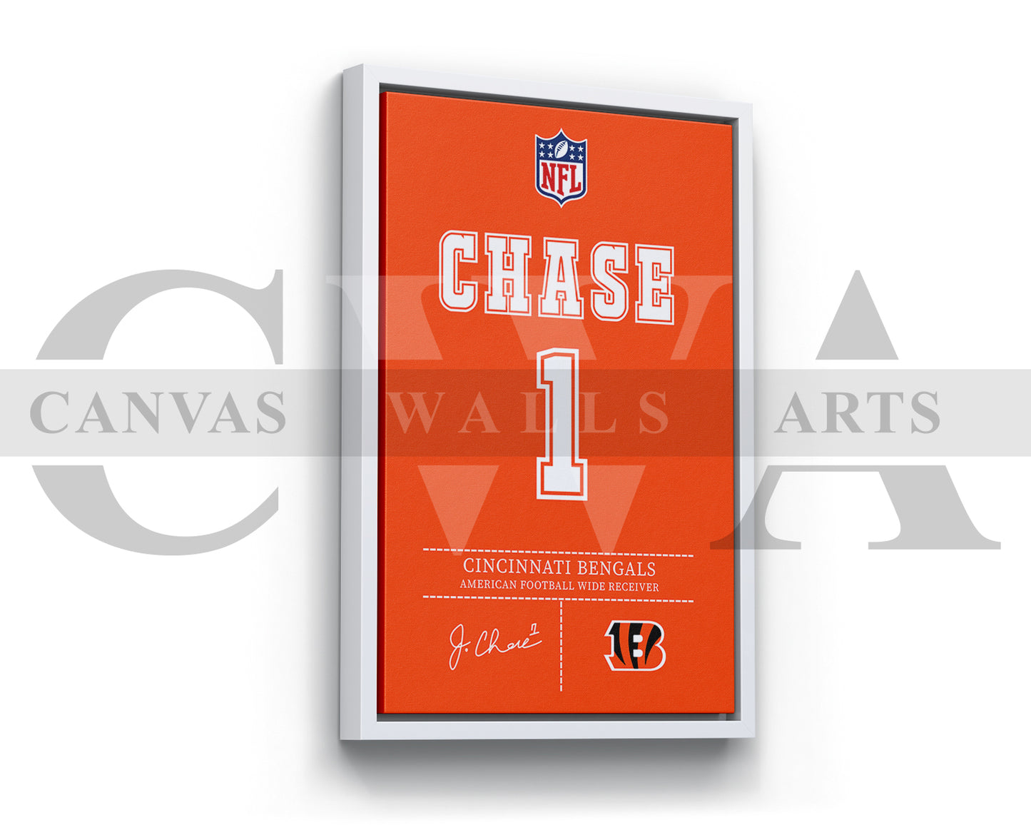 Ja'Marr Chase Canvas Wall Art NFL Jersey Poster Canvas Frame Ready To Hang