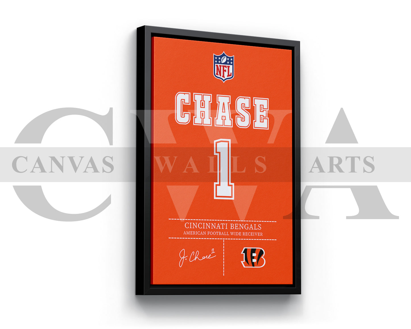 Ja'Marr Chase Canvas Wall Art NFL Jersey Poster Canvas Frame Ready To Hang