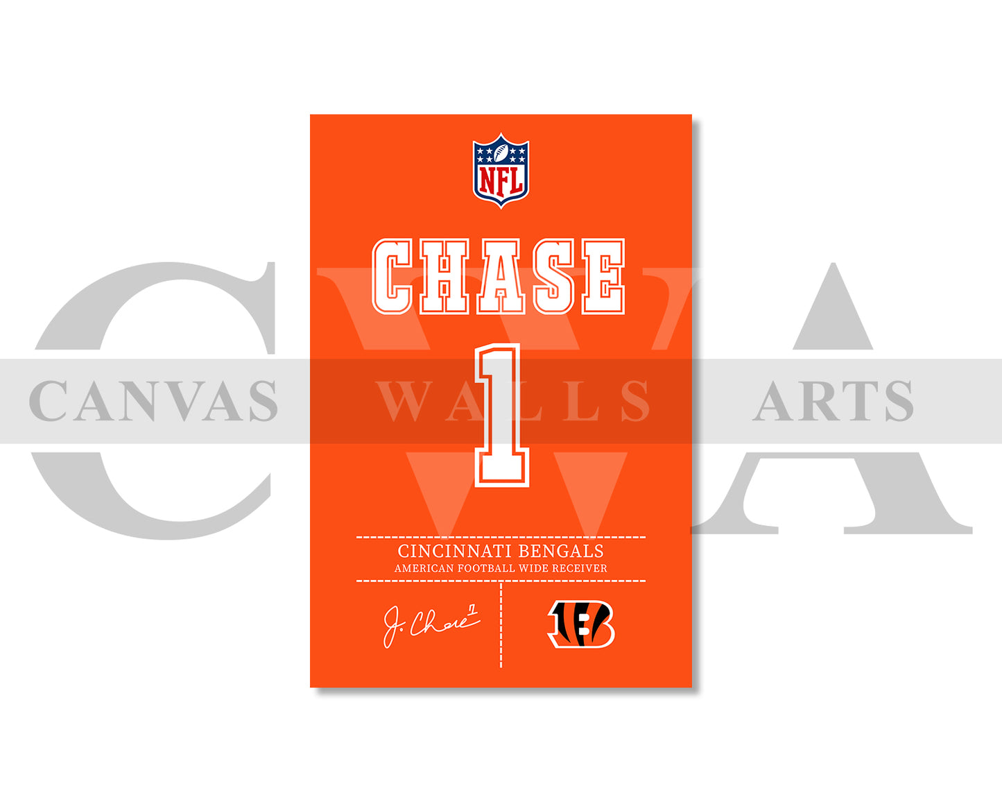 Ja'Marr Chase Canvas Wall Art NFL Jersey Poster Canvas Frame Ready To Hang