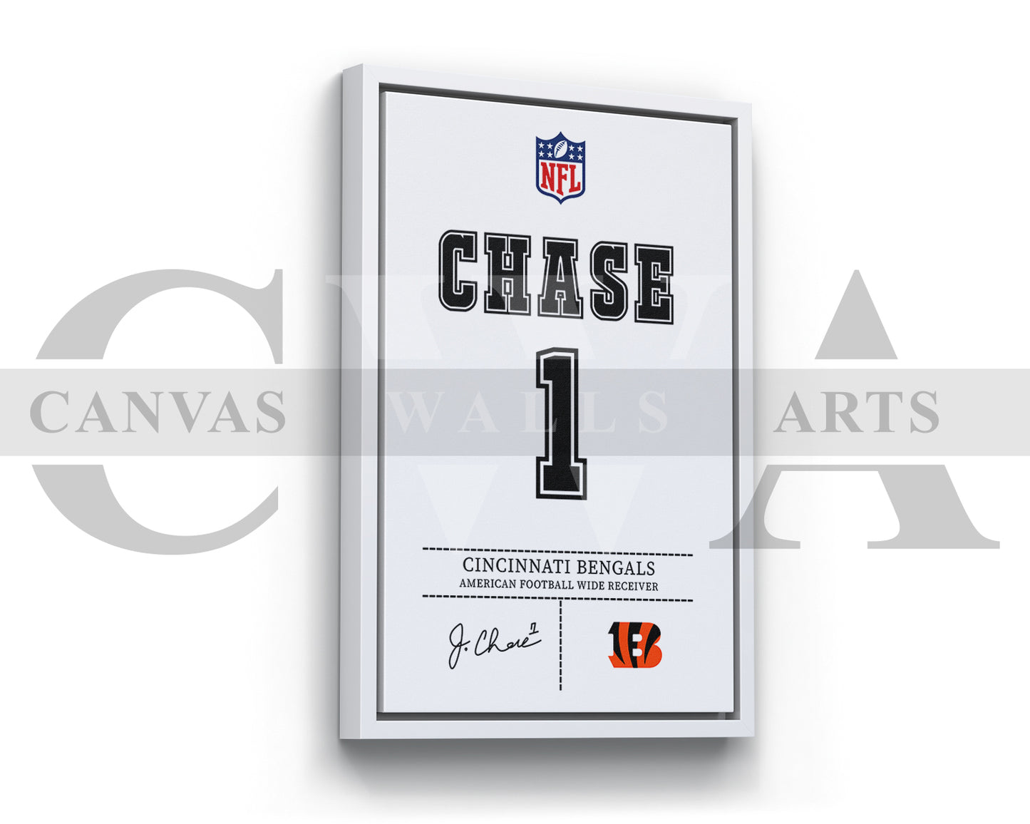 Ja'Marr Chase Canvas Wall Art NFL Jersey Poster Canvas Frame Ready To Hang