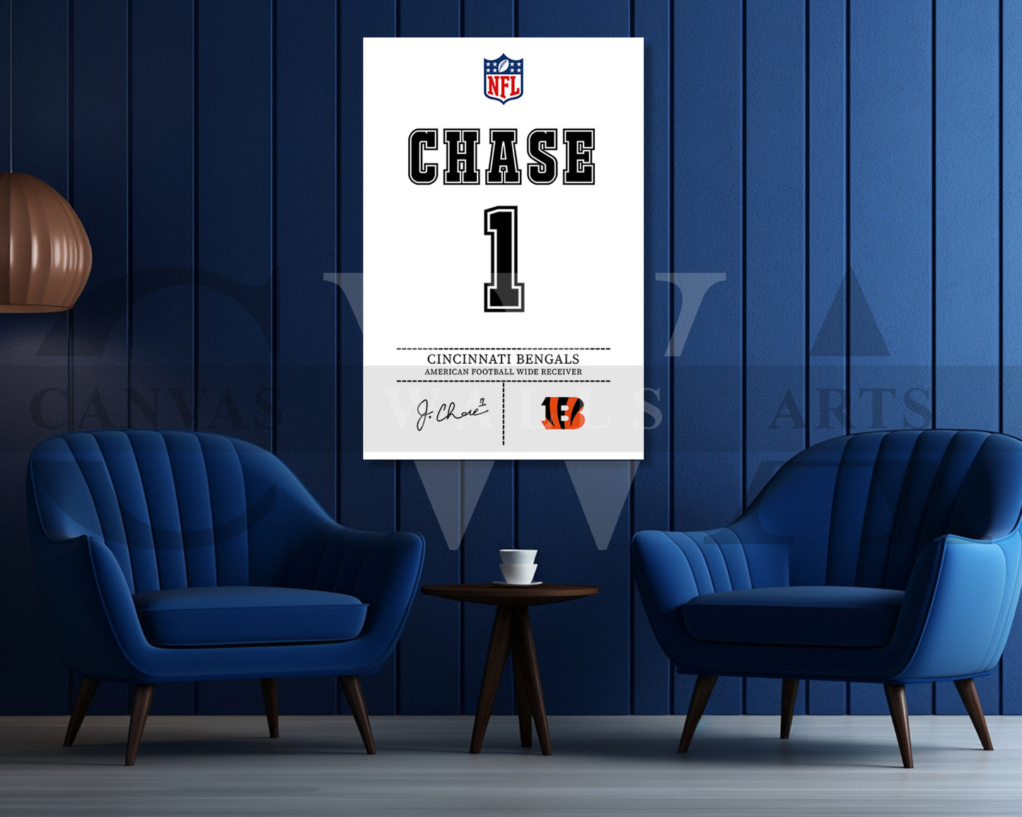Ja'Marr Chase Canvas Wall Art NFL Jersey Poster Canvas Frame Ready To Hang