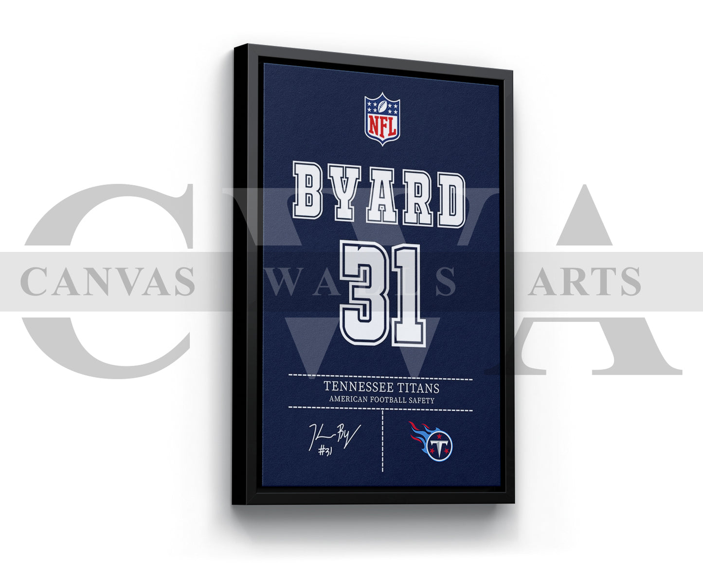 Kevin Byard III Jersey Canvas Wall Art NFL Jersey Poster Print Sports Canvas Print