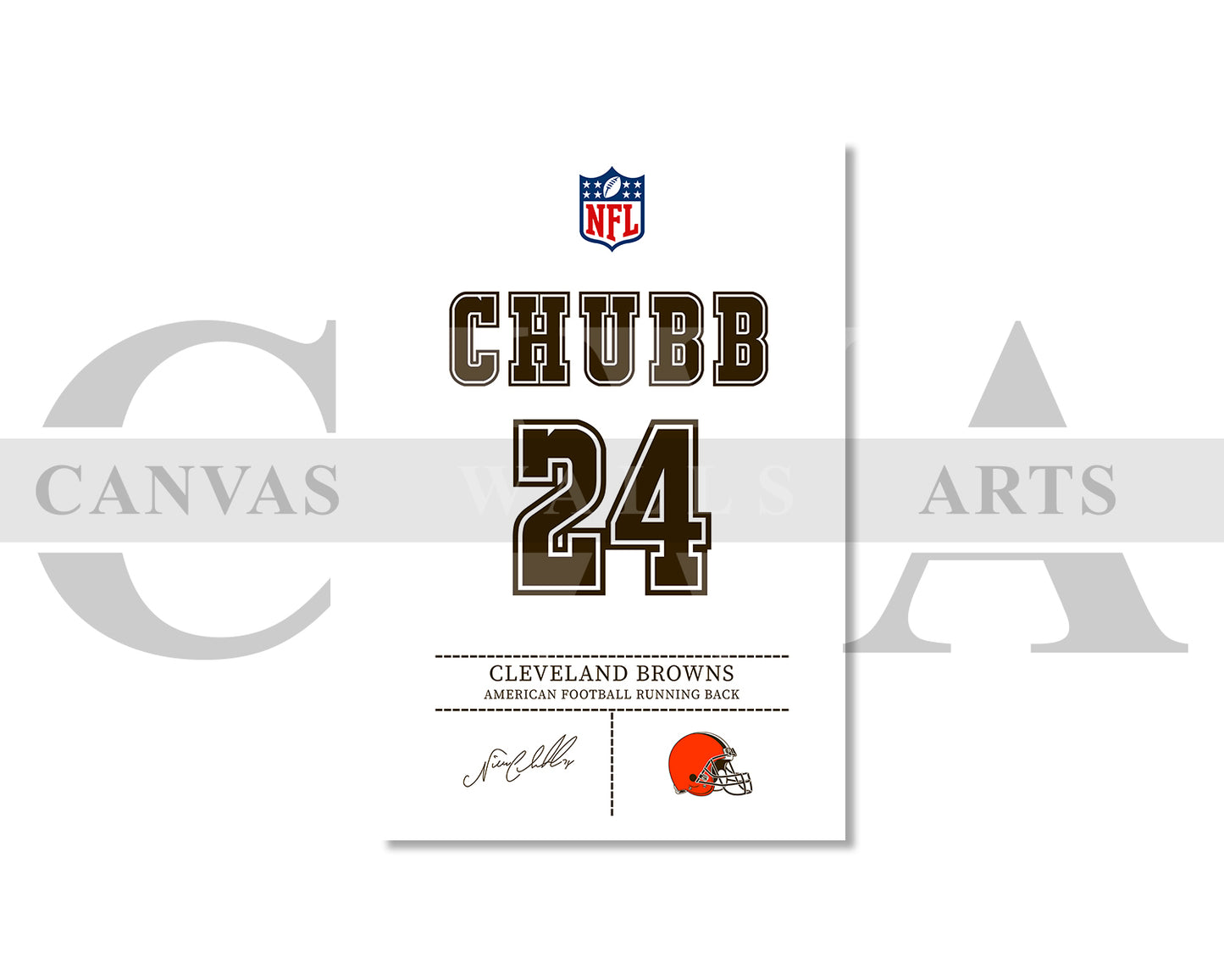 Nick Chubb Jersey Canvas Wall Art NFL Jersey Poster Print Sports Canvas Frame Ready To Hang