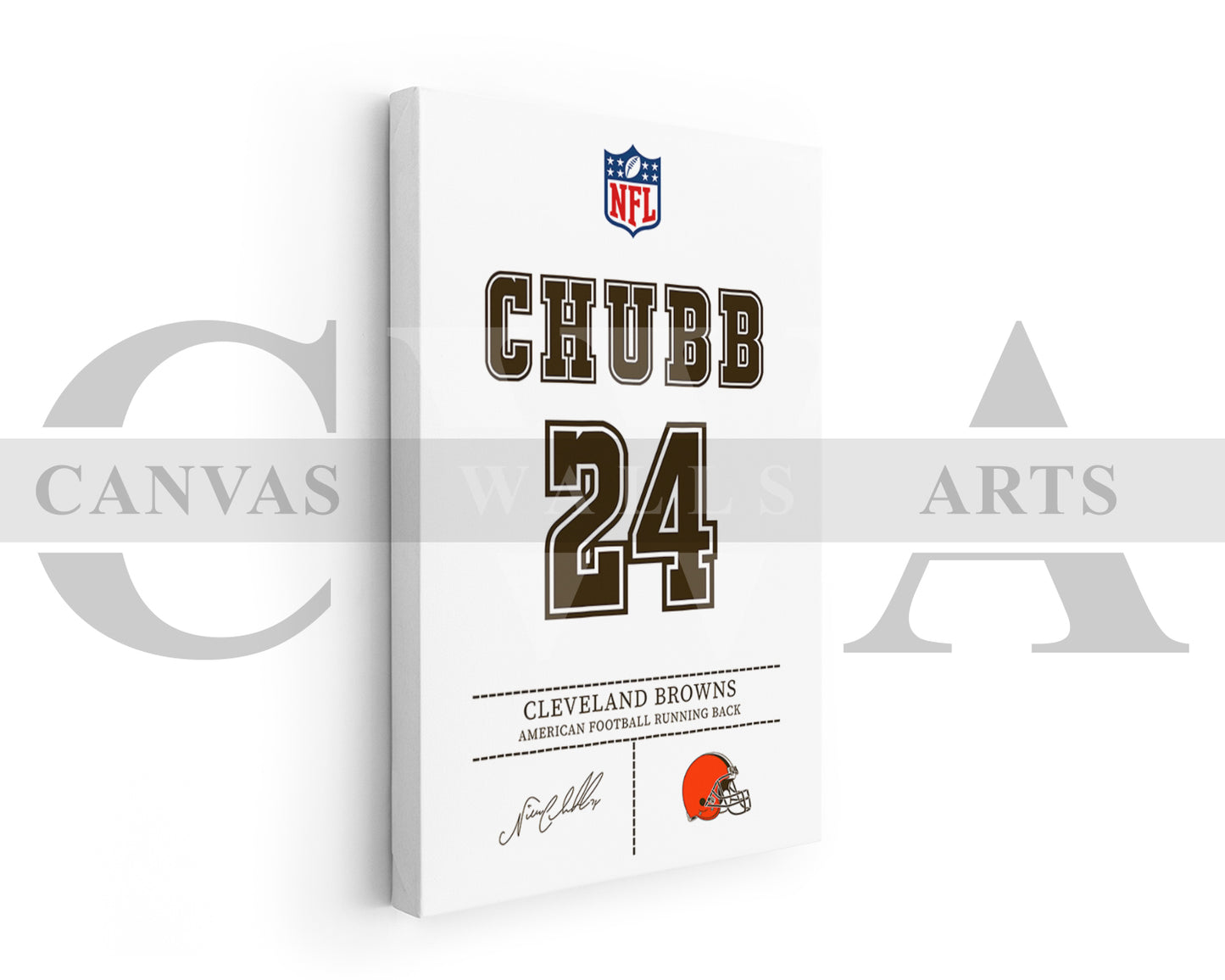 Nick Chubb Jersey Canvas Wall Art NFL Jersey Poster Print Sports Canvas Frame Ready To Hang