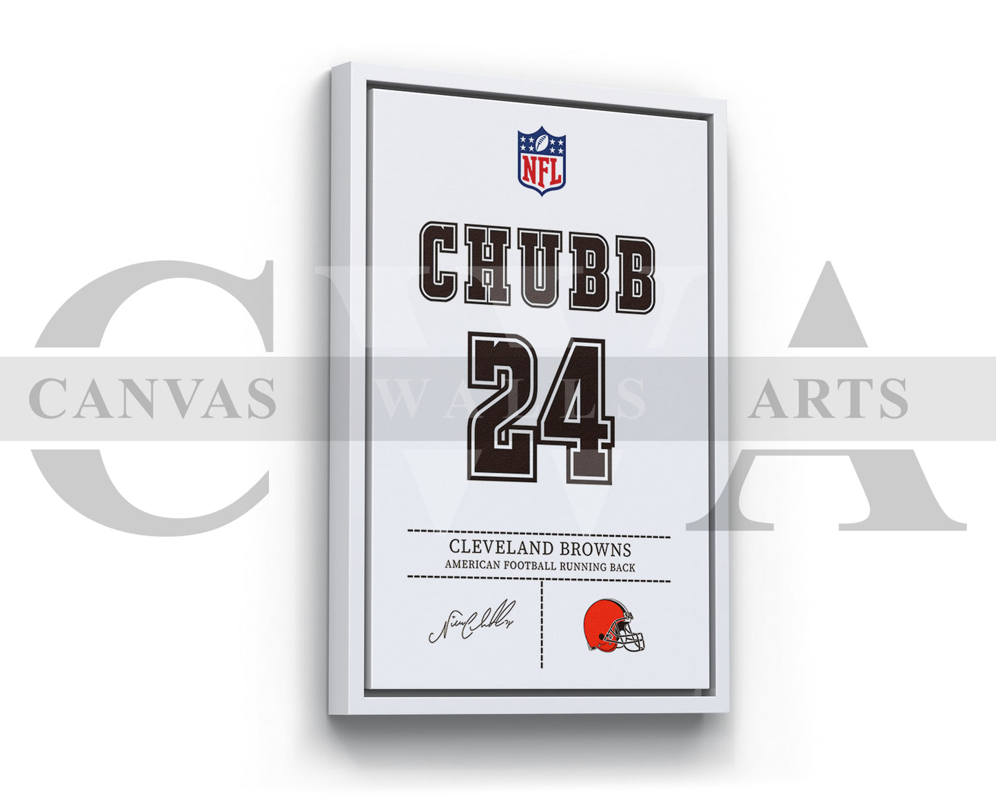 Nick Chubb Jersey Canvas Wall Art NFL Jersey Poster Print Sports Canvas Frame Ready To Hang