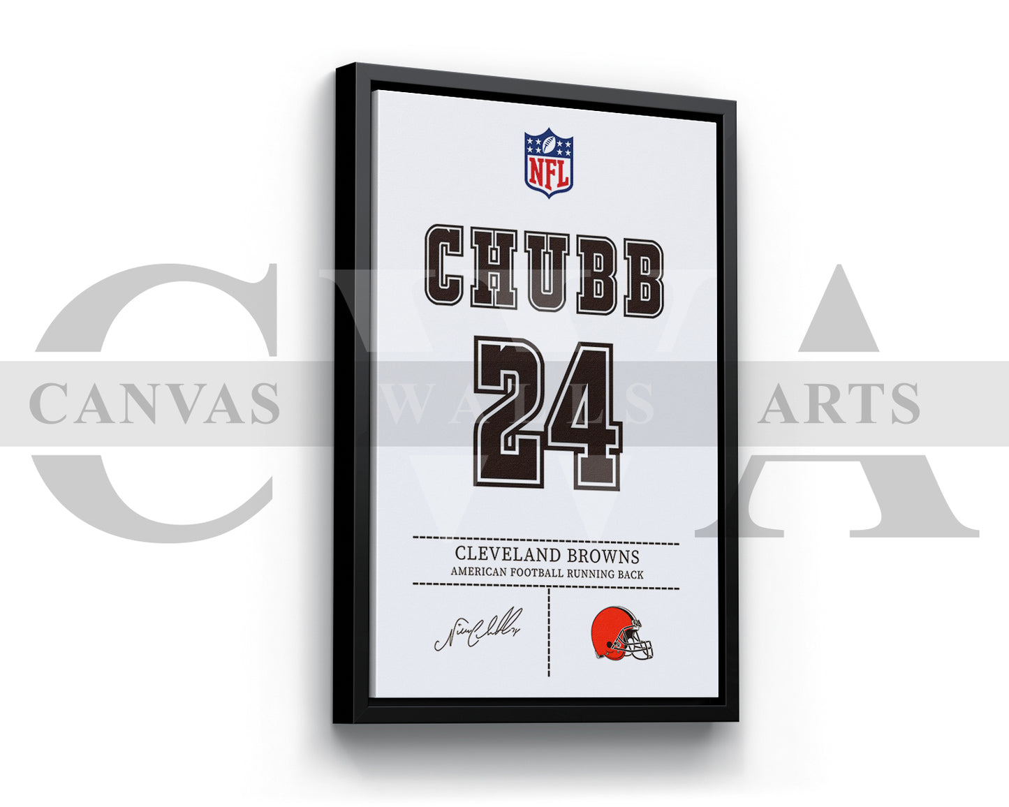 Nick Chubb Jersey Canvas Wall Art NFL Jersey Poster Print Sports Canvas Frame Ready To Hang
