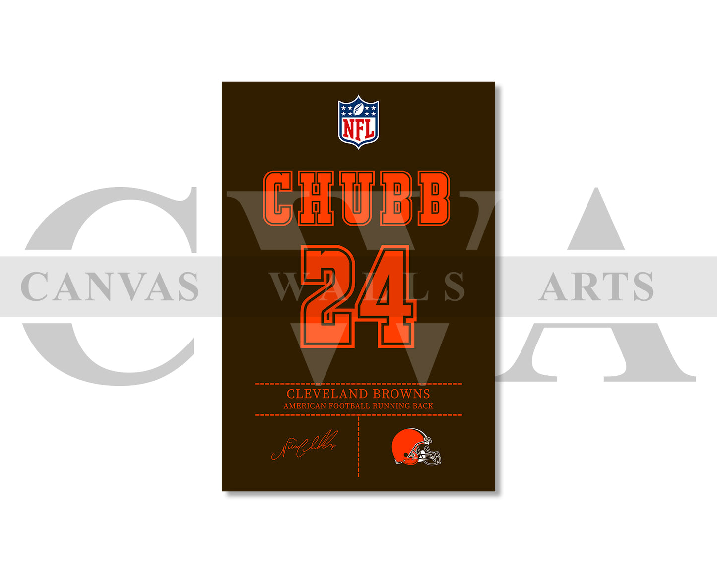 Nick Chubb Jersey Canvas Wall Art NFL Jersey Poster Print Sports Canvas Print