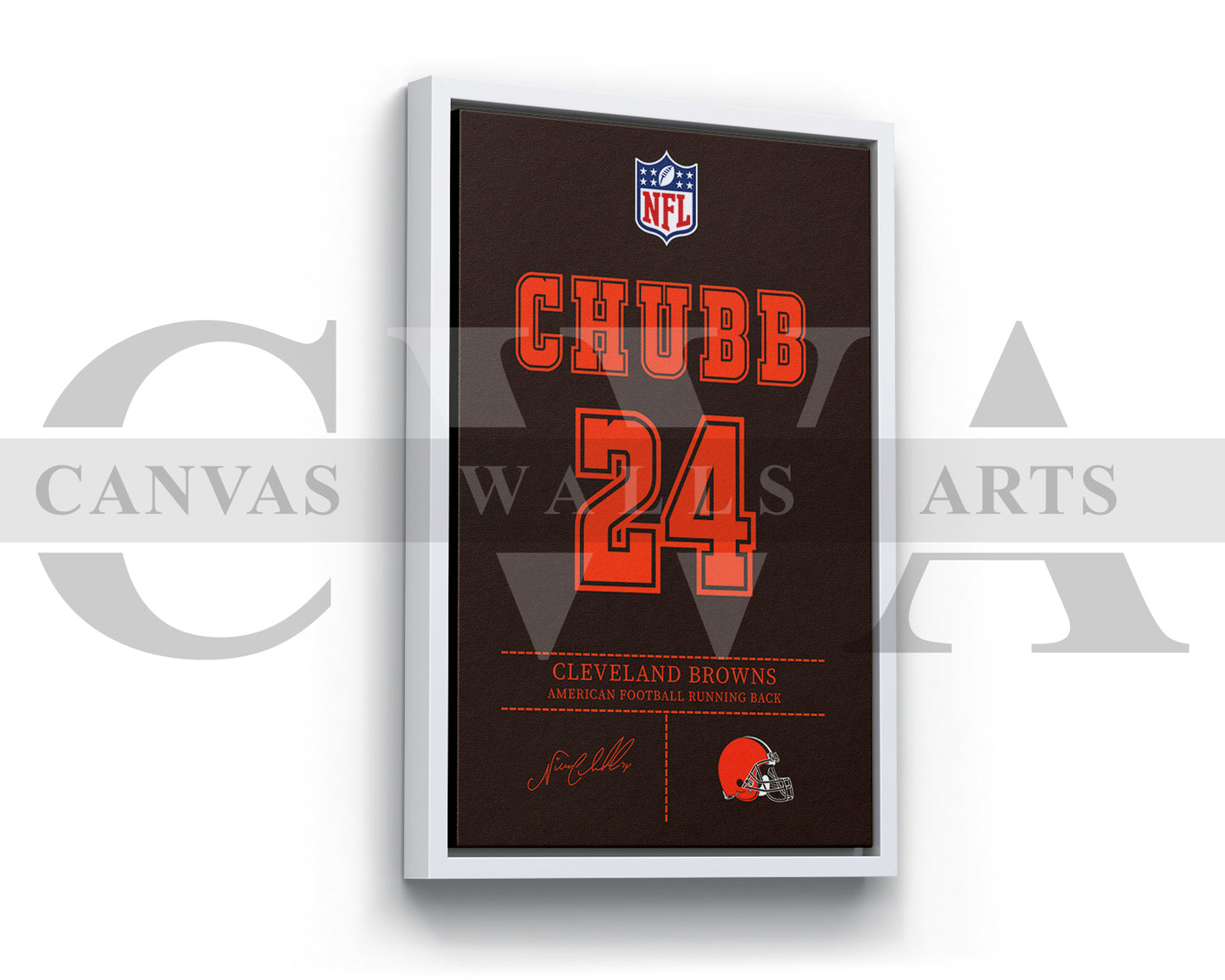 Nick Chubb Jersey Canvas Wall Art NFL Jersey Poster Print Sports Canvas Print