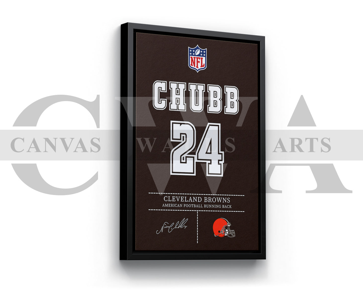 Nick Chubb Jersey Canvas Wall Art NFL Jersey Poster Print American Football Canvas Print