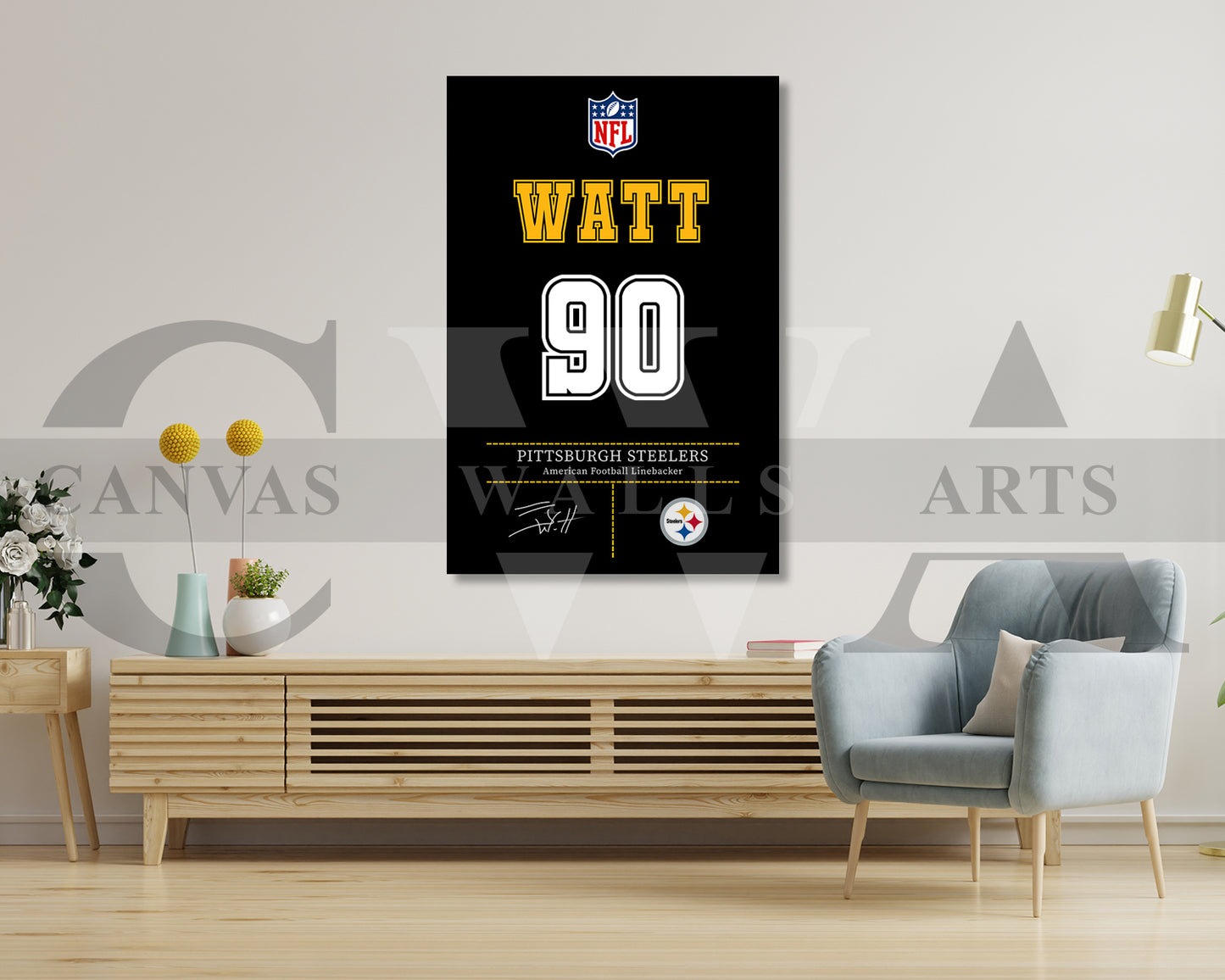 T. J. Watt Jersey Canvas Wall Art NFL Jersey Poster Print American Football Sports Canvas Wall Art