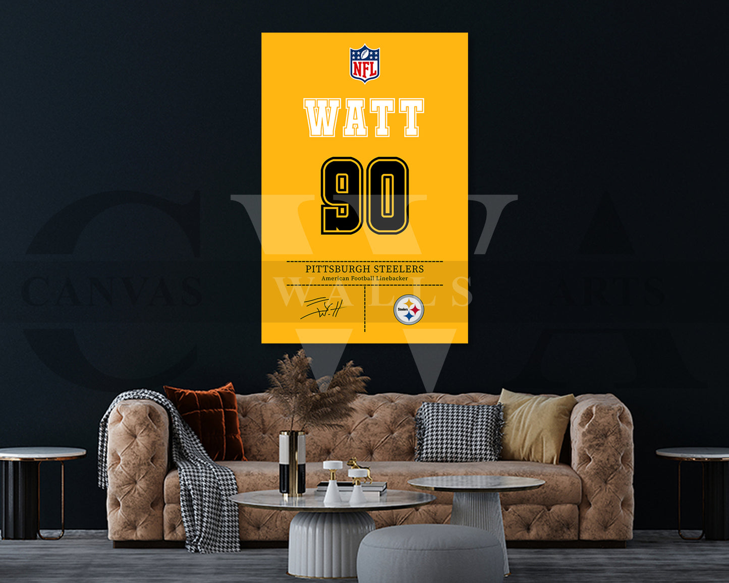 T. J. Watt Jersey Canvas Wall Art NFL Jersey Poster Print American Football Canvas Frame Ready To Hang