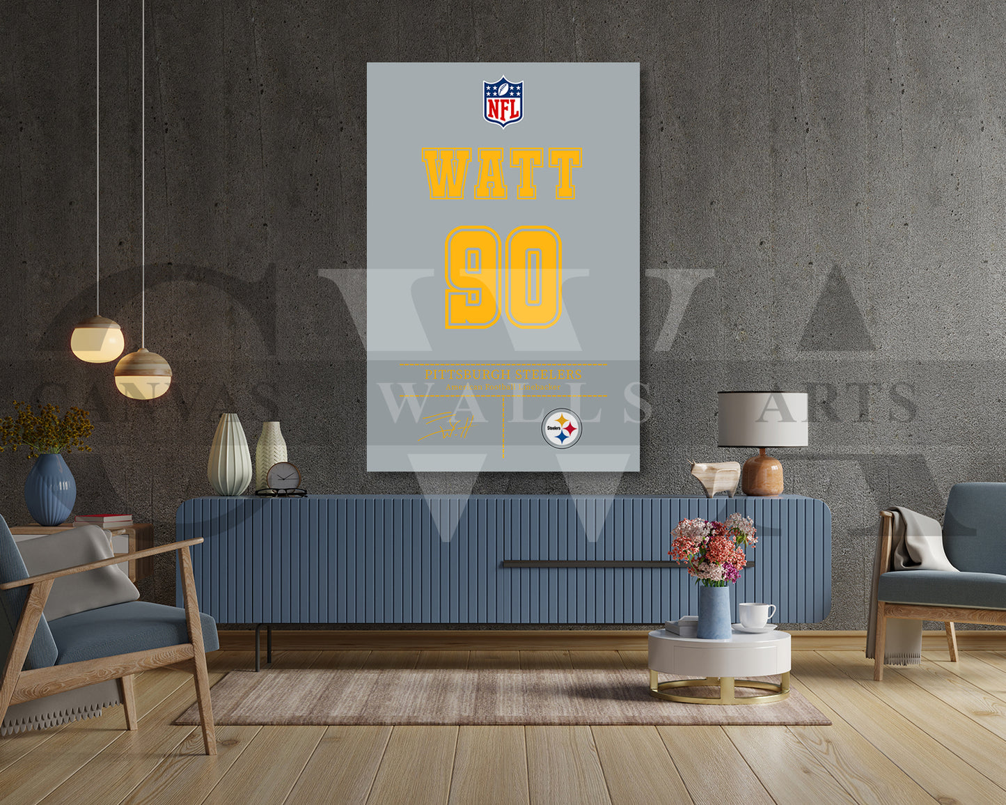 T. J. Watt Jersey Canvas Wall Art NFL Jersey Poster Print Sports Canvas Print