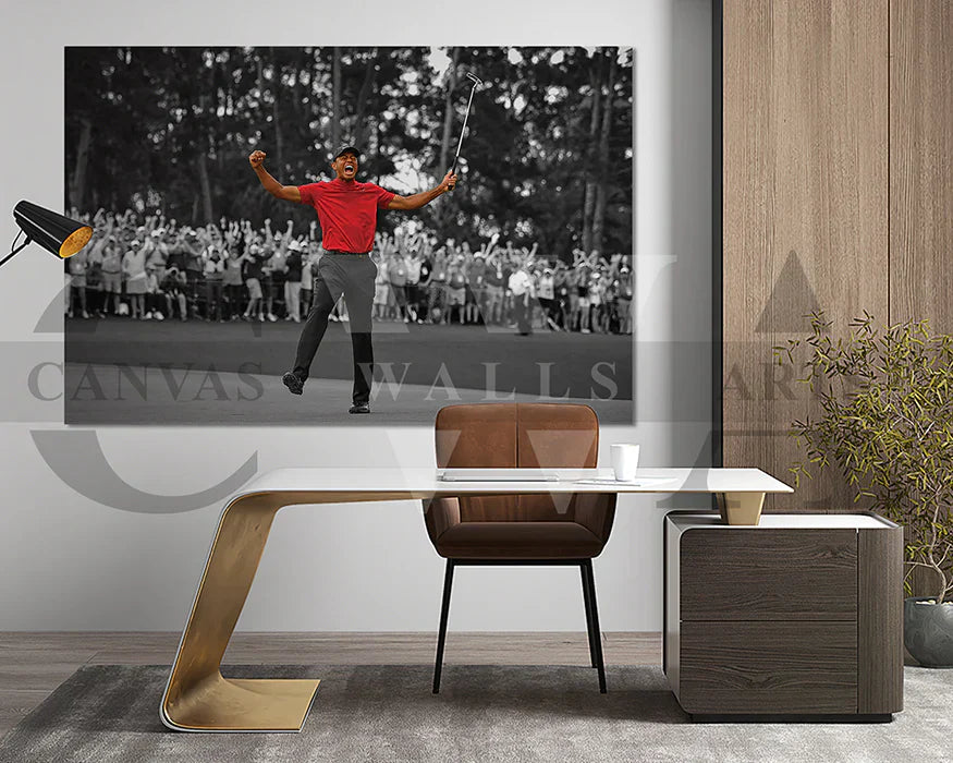 Tiger Woods 2019 Masters Canvas Wall Art celebrating the legendary Augusta victory with premium golf wall decor.