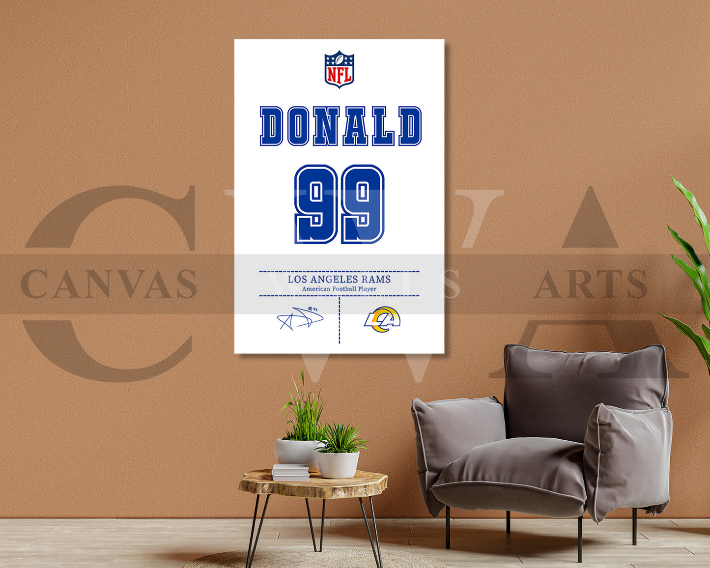 Aaron Donald Canvas Wall Art - NFL Jersey Poster | Ready to Hang Sports Canvas Print