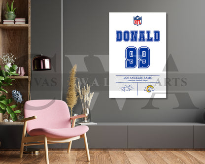 Aaron Donald Canvas Wall Art - NFL Jersey Poster | Ready to Hang Sports Canvas Print