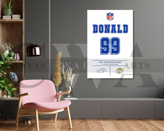 Aaron Donald Canvas Wall Art - NFL Jersey Poster | Ready to Hang Sports Canvas Print