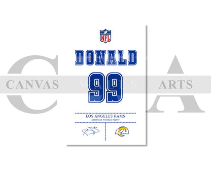 Aaron Donald Canvas Wall Art - NFL Jersey Poster | Ready to Hang Sports Canvas Print