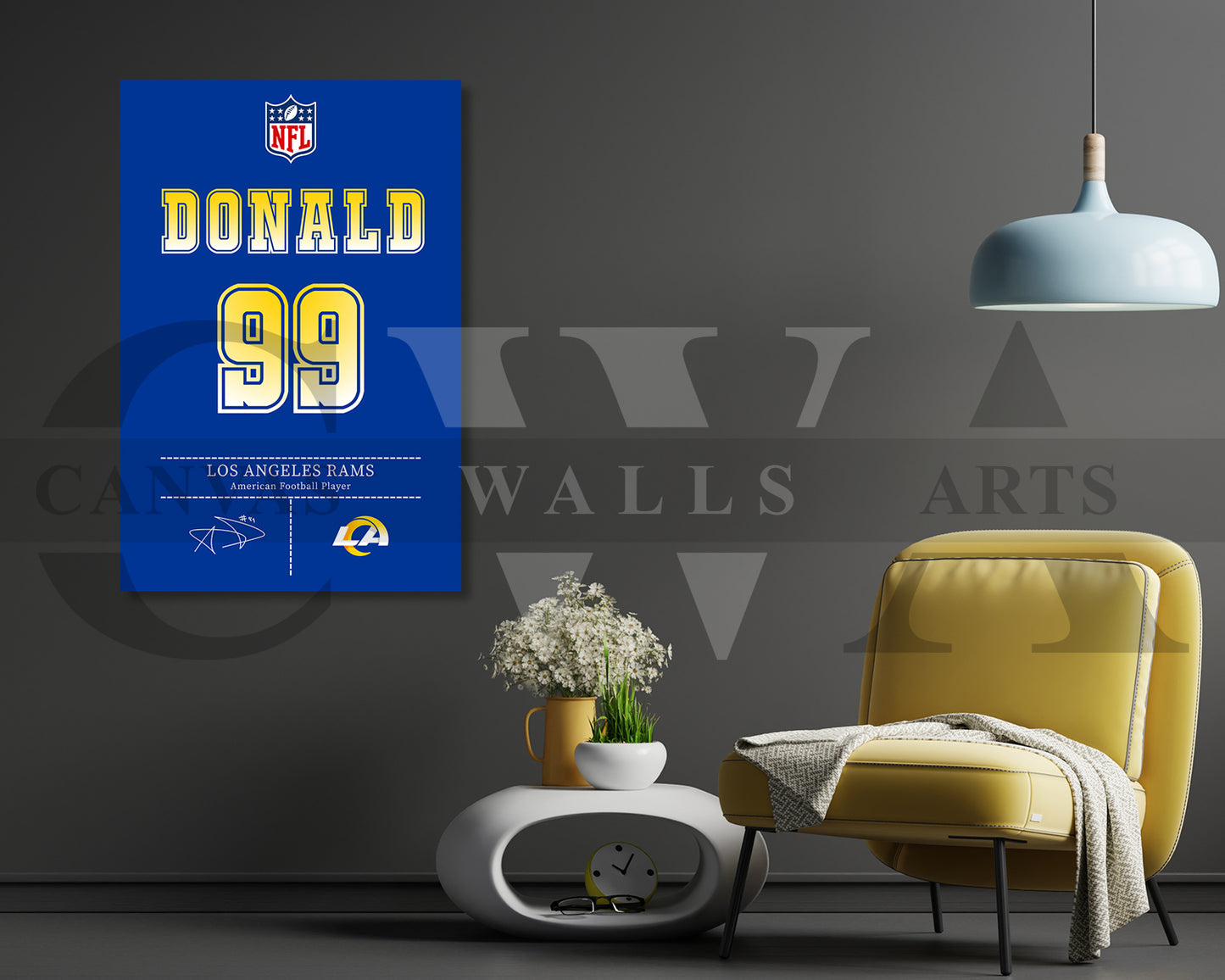 Aaron Donald Canvas Wall Art - NFL Jersey Poster | Ready to Hang Sports Canvas Print