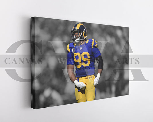 Aaron Donald Black & White Canvas Art American Football Canvas Wall Art